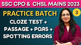 Rapid Revision Batch  3  SSC Exams  CGL ESIC  Cloze Test  Passage  PQRS  Errors  Rani Maam [upl. by Olag]