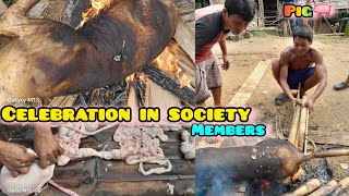 CUTTING PIG BY SOCIETY members 🐖 II NOGO WAU TANGLAI MANI II CELEBRATION IN SOCIERY FAMILY [upl. by Jerrylee475]