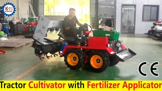 4WD Mini Tractor Rotary Tiller with Fertilizer Applicator [upl. by Kwang]