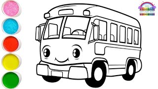 how to draw school bus for kids and toddlers  bus drawing coloring painting tutorial Izamnaart1 [upl. by Ro946]