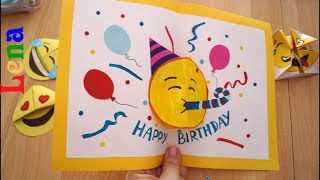 🥳 𝗞𝗿𝗲𝗮𝘁𝗶v 𝗺𝗶𝘁 𝗟𝗲𝗻𝗮 Geburtstagskarte basteln 🎉 😉 DIY Emoji Birthday Card DIY 🎈Эмоджи открытка [upl. by Pellikka]