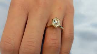 Hexagon Cut Moissanite Engagement Ring  14K Yellow Gold Solitaire Promise Ring [upl. by Kiley825]