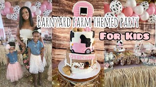 BARNYARD FARM THEMED BIRTHDAY PARTY IDEAS FOR KIDS 🐴🐄🐓 LIVE ANIMALS AND STRAWBERRY PICKING 🍓 [upl. by Nodnelg78]