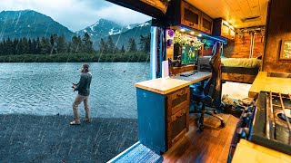 Rainy Vanlife Camping in Remote Alaska Town [upl. by Fawne]