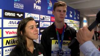 Vincent Riendeau and Meaghan Benfeito silver medallists of Mixed Synchro Platform in Kazan RUS [upl. by Adai]