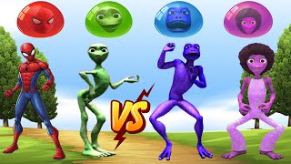 dance challenge dame tu cosita vs spiderman vs patila vs me kemaste 👽 Alien Green dance challenge 👽 [upl. by Buerger]