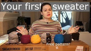 How to knit your first sweater on the lk150  Free pattern [upl. by Arick]