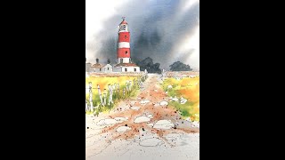 Line amp Wash watercolour  Happisburgh Lighthouse [upl. by Baker859]