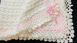 ¡TEJE ESTA HERMOSA manta para niños y niñas PATRÓN DE CROCHET FÁCIL Y RÁPIDO MANTITA DE BEBE MAYA [upl. by Ahsinnor]