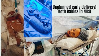 Emergency EARLY DELIVERY  TWIN BIRTH VLOG  High Risk Multiples  Lauren Stewart [upl. by Ycnalc]