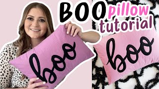 CUTEST Halloween PINTEREST Project Boo Applique Pillow Cover Tutorial [upl. by Erastus]