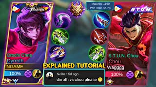 DYRROTH VS CHOU  EXP LANE🔥 EXPLAINED TUTORIAL MLBB [upl. by Derina318]