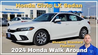 2024 Honda Civic LX Sedan Walkaround Standard Features [upl. by Brad]