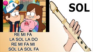 Gravity falls flauta dulce fácil tutorial con animación easy flute recorder [upl. by Aner]