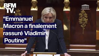 Aide à lUkraine le discours de Marine Le Pen à lAssemblée nationale [upl. by Olenta431]