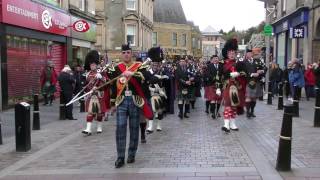 Massed Pipe Bands parade through Inverness City centre for Crocus Group event April 2017 [upl. by Nereids]