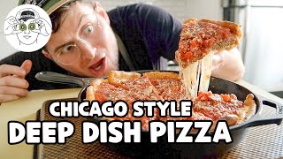 How to Make Deep Dish Pizza in a Cast Iron Pan Chicago Style [upl. by Oaoj970]