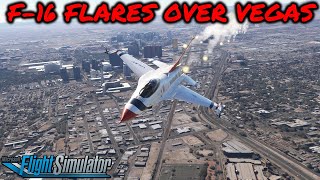 F16 Thunderbird Smoke and Flaring over Las Vegas in MSFS2020 [upl. by Yaf]