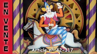 Boîte à musique animée avec clown sur cheval de carrousel  Boîtes à musique Lutèce créations [upl. by Cookie]