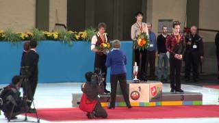 Stéphane Lambiel at the victory ceremony men at NHT 2011 in Oberstdorf [upl. by Enileuqaj]