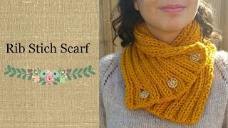 How to Knit a Simple and Fast Scarf Rib Stitch [upl. by Euqinom]