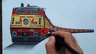 Drawing the glorious ICF Rajdhani express hauled by WAP 1 locomotive [upl. by Ahsitruc]