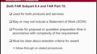 GSA Training Federal Acquisition Regulation FAR Subpart 84 vs Part 15 2 of 4 [upl. by Ardnuassak]