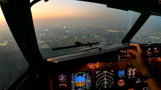 4K Boeing 737 Beautiful Sunset Cockpit Landing in Dubai DXBOMDB [upl. by Ninazan]