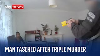 Watch Bodycam footages shows suspect Tasered after triple murder [upl. by Corrinne]