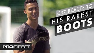 Cristiano Ronaldo reacts to his most expensive and rarest Nike CR7 boots [upl. by Luane669]