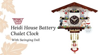 Heidi House Battery Chalet Clock With Swinging Doll 12cm By TRENKLE [upl. by Levon]