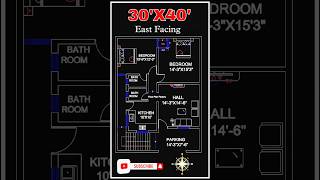 30’× 40’ house plan 30 by 40 home plan East Facing 2 BHK amp parking floorplan [upl. by Shah]