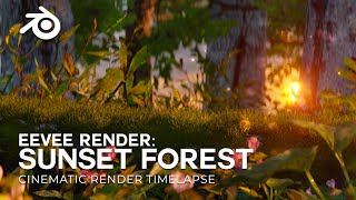 Sunset Forest Cinematic EEVEE Render Timelapse  Blender 36 [upl. by Pompei]