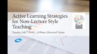 Active Learning Strategies for Non Lecture Style Teaching [upl. by Aitret]