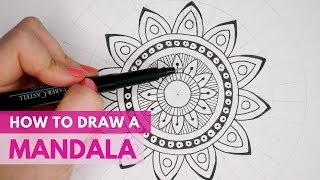 How to Draw a Mandala  Beginners Drawing Tutorial  Mandala Art [upl. by Ahsinal]