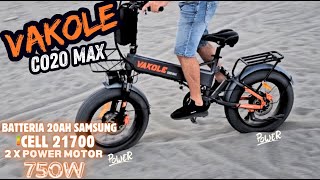 Vakole CO20 Max 750W2 Doppio Motore 20quot Fat Bike  QUESTO è UN TRENO NON UNA EBIKE [upl. by Eirallih938]