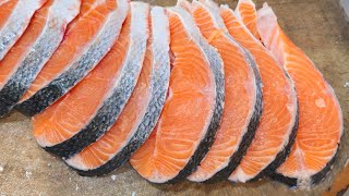 fish Atlatic salmon fish cutting video pink salmonfishcutting 🥩 [upl. by Giannini]