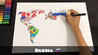 Drawing flag map of the world  All countries flags [upl. by Gerianna]