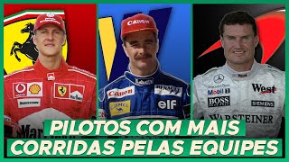 QUEM SÃO OS PILOTOS QUE MAIS CORRERAM PELAS PRINCIPAIS EQUIPES DA F1 [upl. by Auginahs]