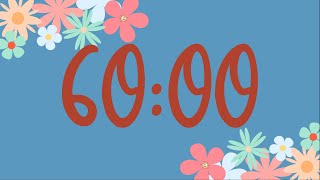 60 Minute Cute Spring Flower Classroom Timer No Music Fun Synth Alarm at End [upl. by Aidnyl177]