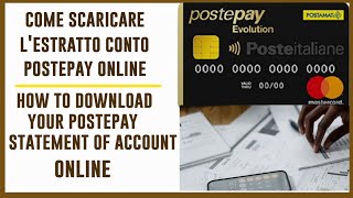 COME SCARICARE LESTRATTO CONTO POSTEPAY  How to download your Postepay Statement of account online [upl. by Naras]