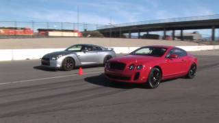 When Worlds Collide Nissan GTR Vs Bentley Continental Supe [upl. by Ynaoj103]