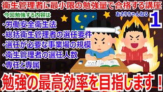 衛生管理者に最小限の暗記量で合格する講座 第1回【UG】労働安全衛生法 総括衛生管理者の選任要件 選任が必要な事業場の規模 衛生管理者の選任人数 専任と専属 労働衛生コンサルタントを解説をします！ [upl. by Valdas]