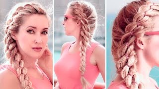 Tresse à 4 brins avec une chaine pour tous les jours ★ Tuto coiffure simple facile à faire soi même [upl. by Suehtomit]