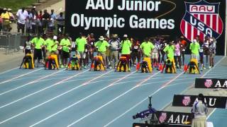 Elijah Howard 1186s 100m AAU Junior Olympics 2014 Champion 12yr Boys [upl. by Nylimaj]