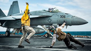 The Insane Hand Signals on an Aircraft Carriers Flight Deck Explained [upl. by Ynatirb]