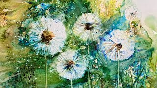 Brusho On Yupo Paper  Fun Dandelions Painting [upl. by Llennol]