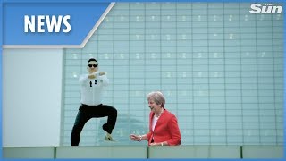 Prime Minister Theresa May dancing Gangnam style montage [upl. by Moor]