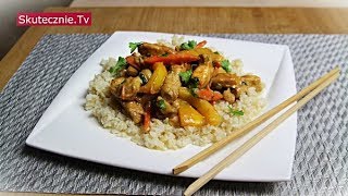 Schab z papryką w sosie orzechowym  Stirfry w stylu azjatyckim  SkutecznieTv [upl. by Sueahccaz999]