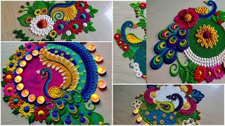 1253  6 peacock rangolis video  satisfying video  sand art [upl. by Annoeik825]